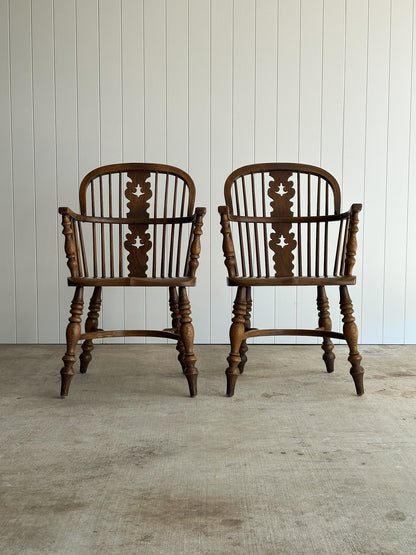 Vintage Conant Ball Oak Windsor Dining Chairs, Set of Six