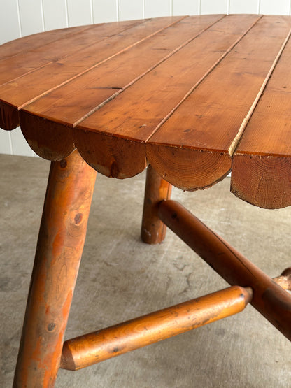 Early 20th Century Pine Dining Table with Scalloped Edge