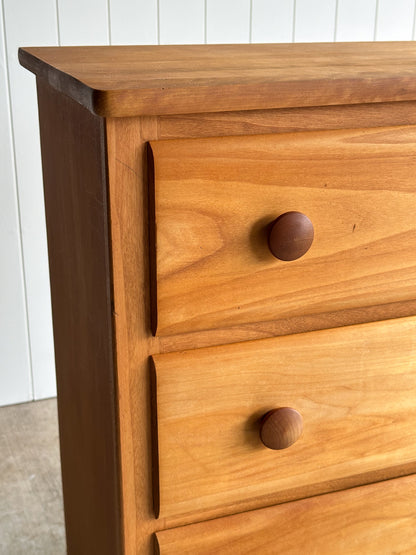 Vintage Pine Chest of Drawers with Scalloped Apron