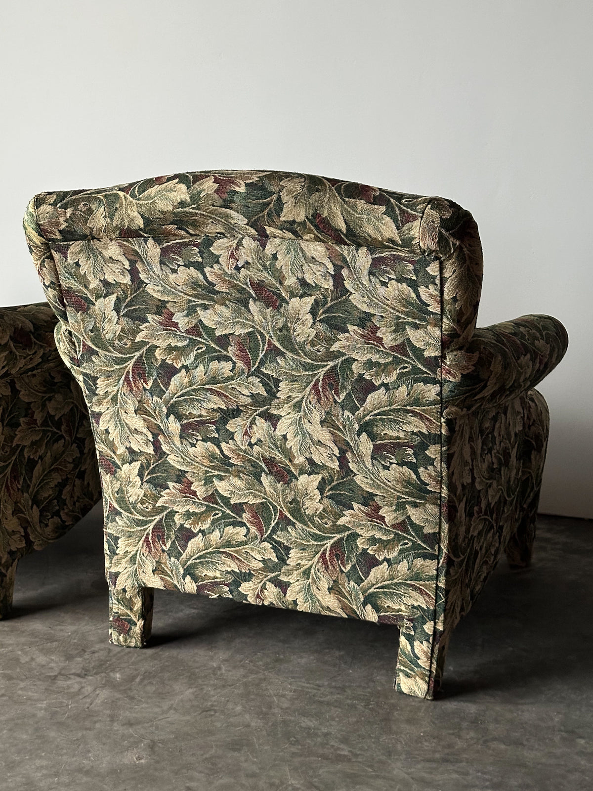 Sage Acanthus Tapestry Club Chairs, John Hutton for Donghia Luciano, 1990s, Pair
