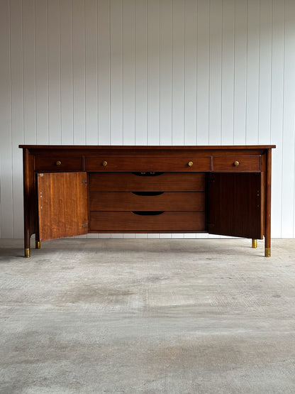 Mid-Century Modern Heritage Collection Walnut and Brass Sideboard