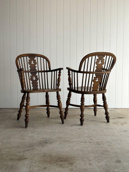 Vintage Conant Ball Oak Windsor Dining Chairs, Set of Six