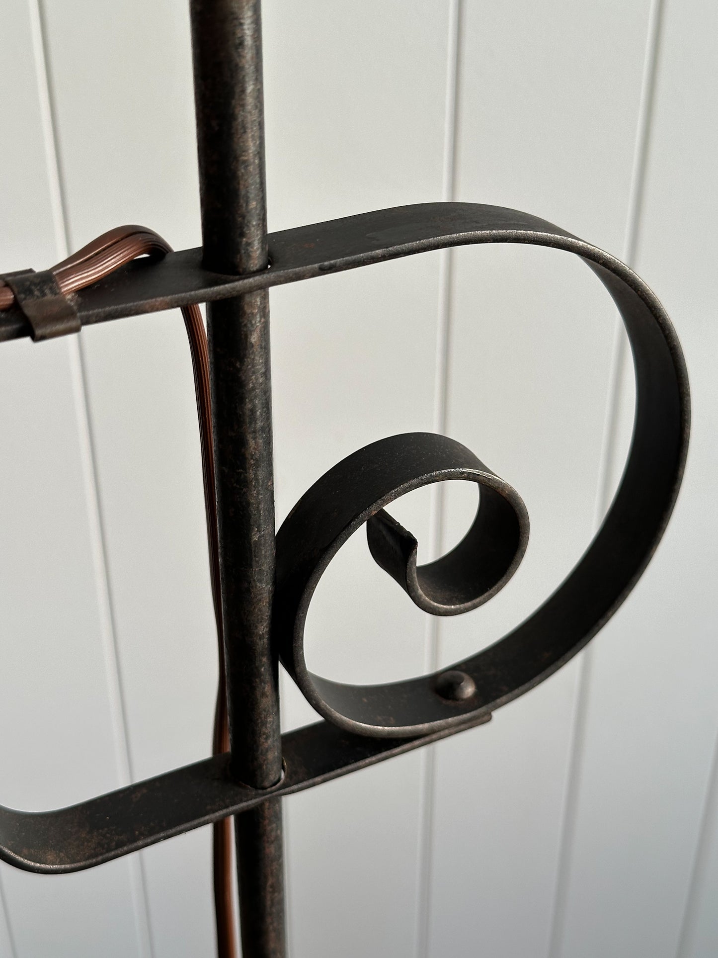 1940s Wrought Iron Swing-Arm Floor Lamp