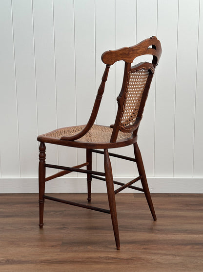 Antique Victorian French Cane Dining Chairs, Set of 4