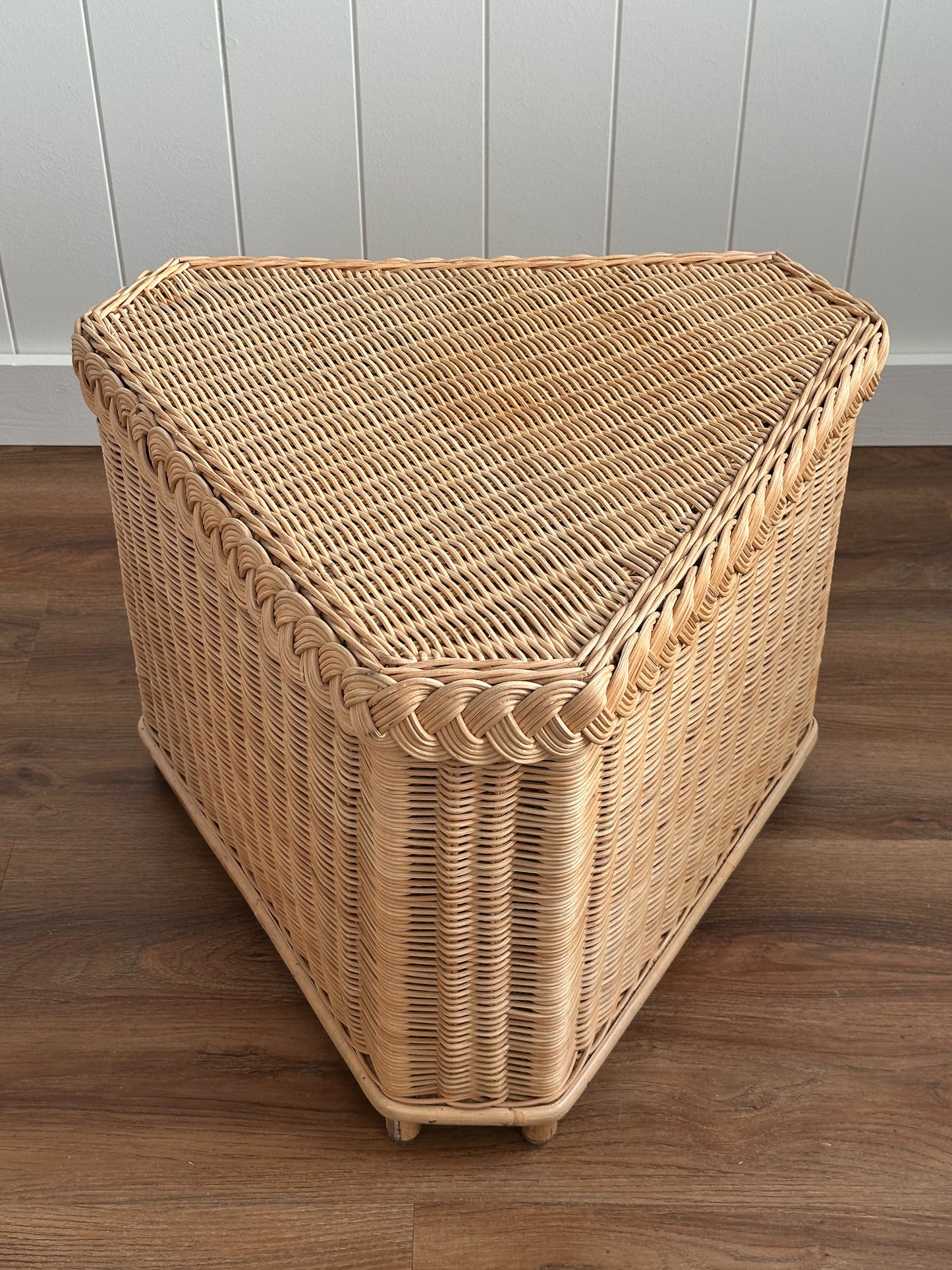 Vintage Brown Jordan Braided Wicker Side Tables, Pair