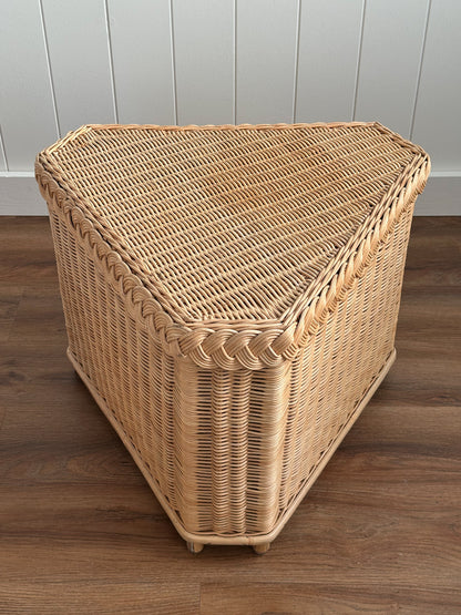 Vintage Brown Jordan Braided Wicker Side Tables, Pair