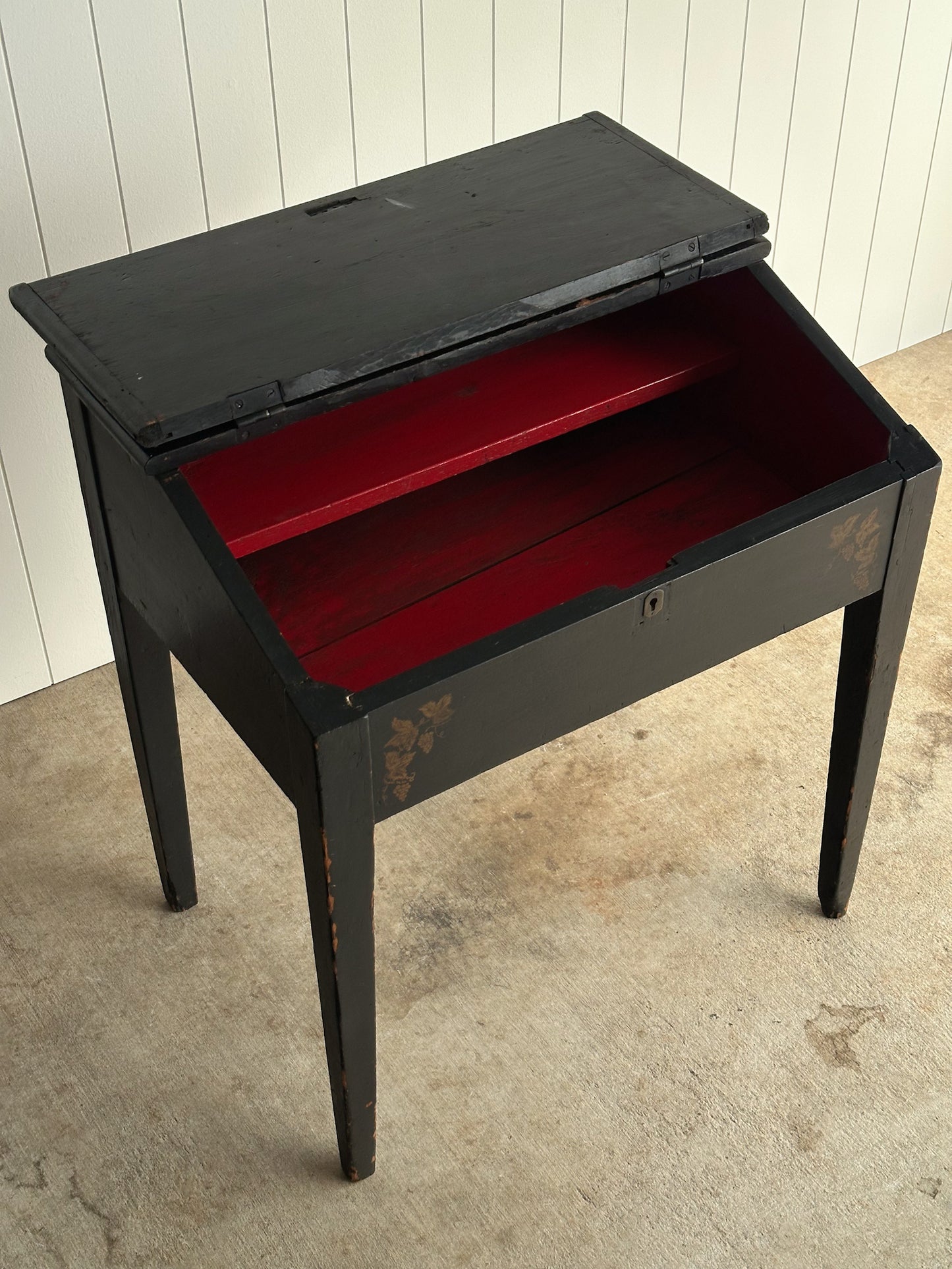 Antique Early American Hand-Painted Slant-Front Desk