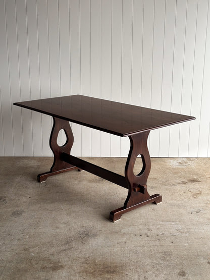 Antique English Country Oak Trestle Dining Table