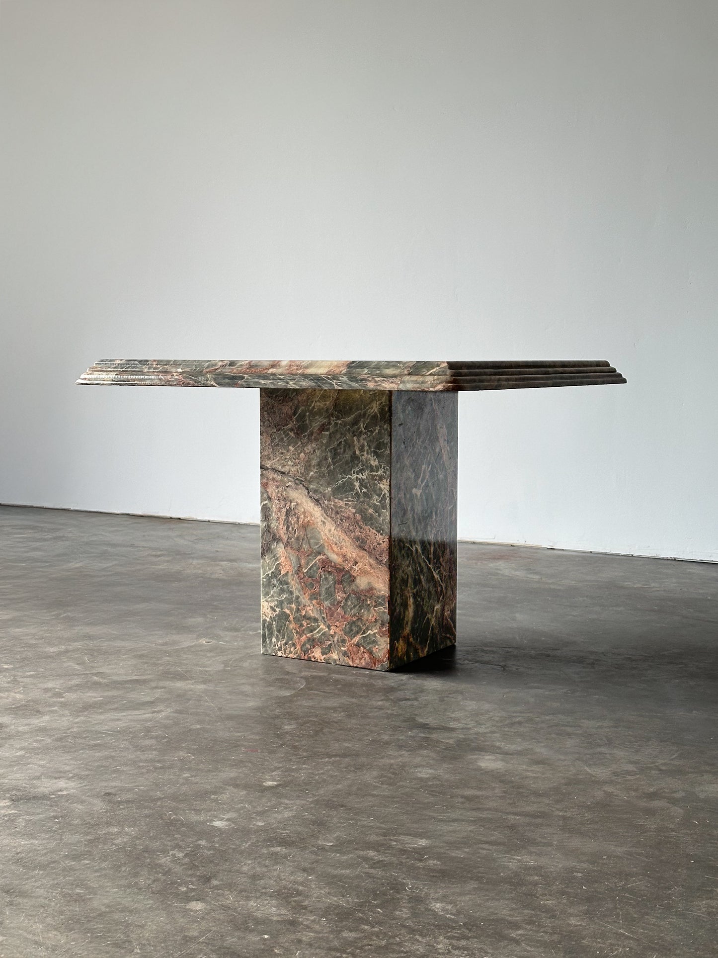 Fior Di Pesco Marble Plinth Side Table, Italy, 1980s