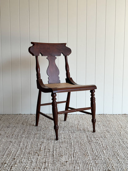 1960s Vintage Sculpted Mahogany Dining Chairs with Cane Seats, Set of 4