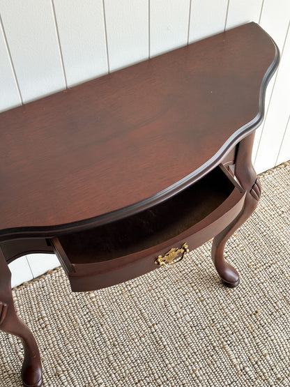 Vintage Mahogany Demi-Lune Serpentine Scalloped Entryway Table