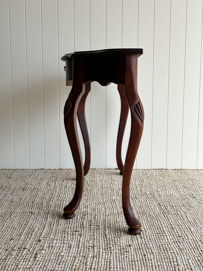 Vintage Mahogany Demi-Lune Serpentine Scalloped Entryway Table