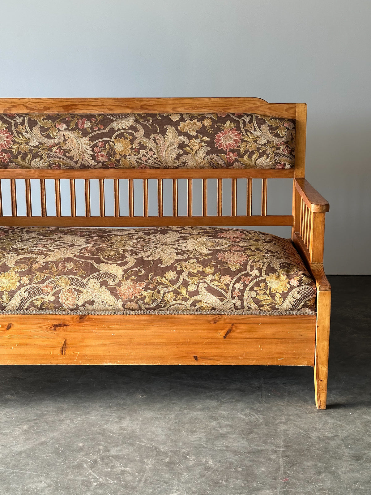 Pine Bench Fold-Out Daybed With Hidden Storage, Central Europe, 19th Century