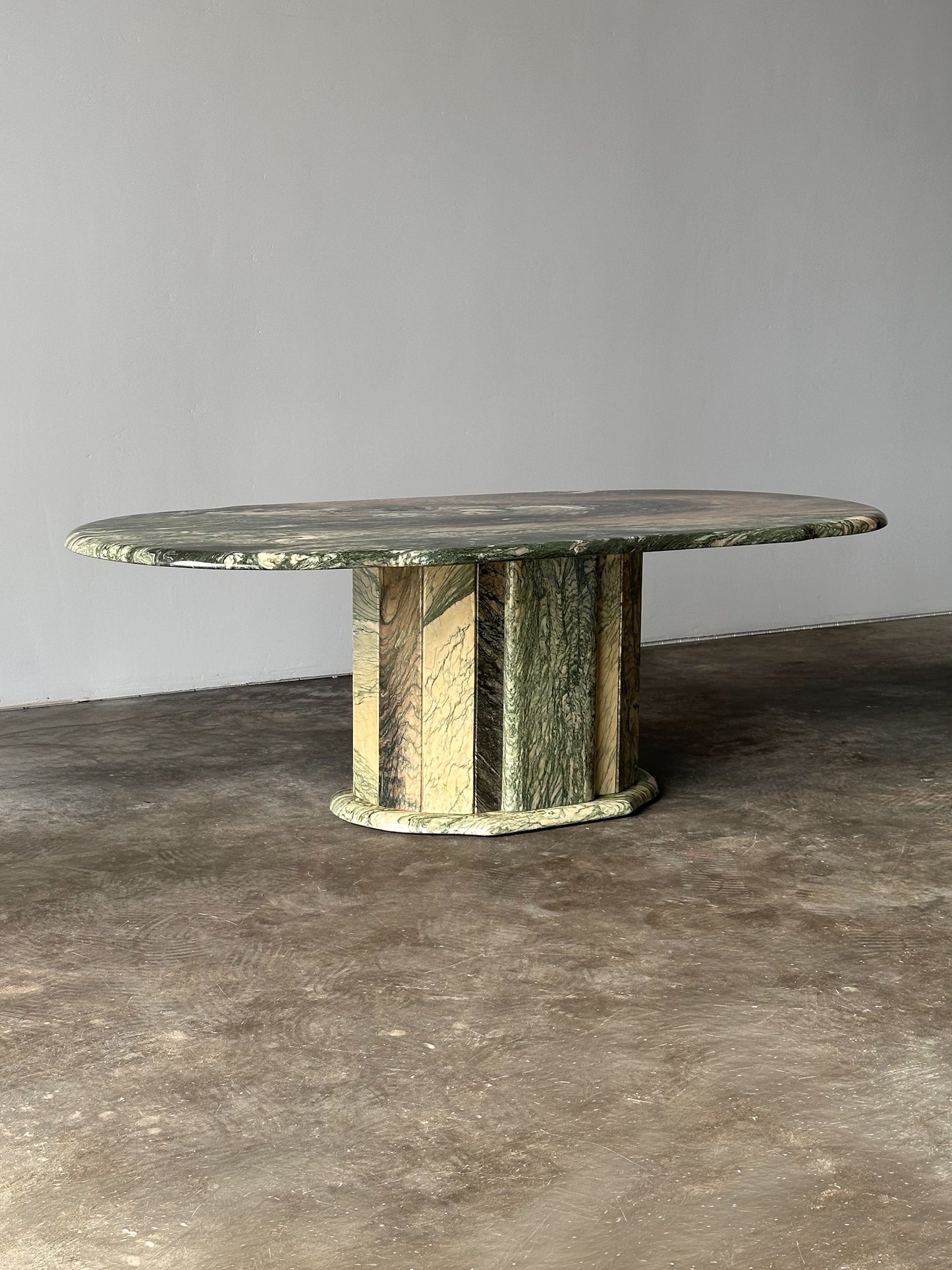 Cipollino Ondulato Marble Oval Coffee Table, Italy, 1980s
