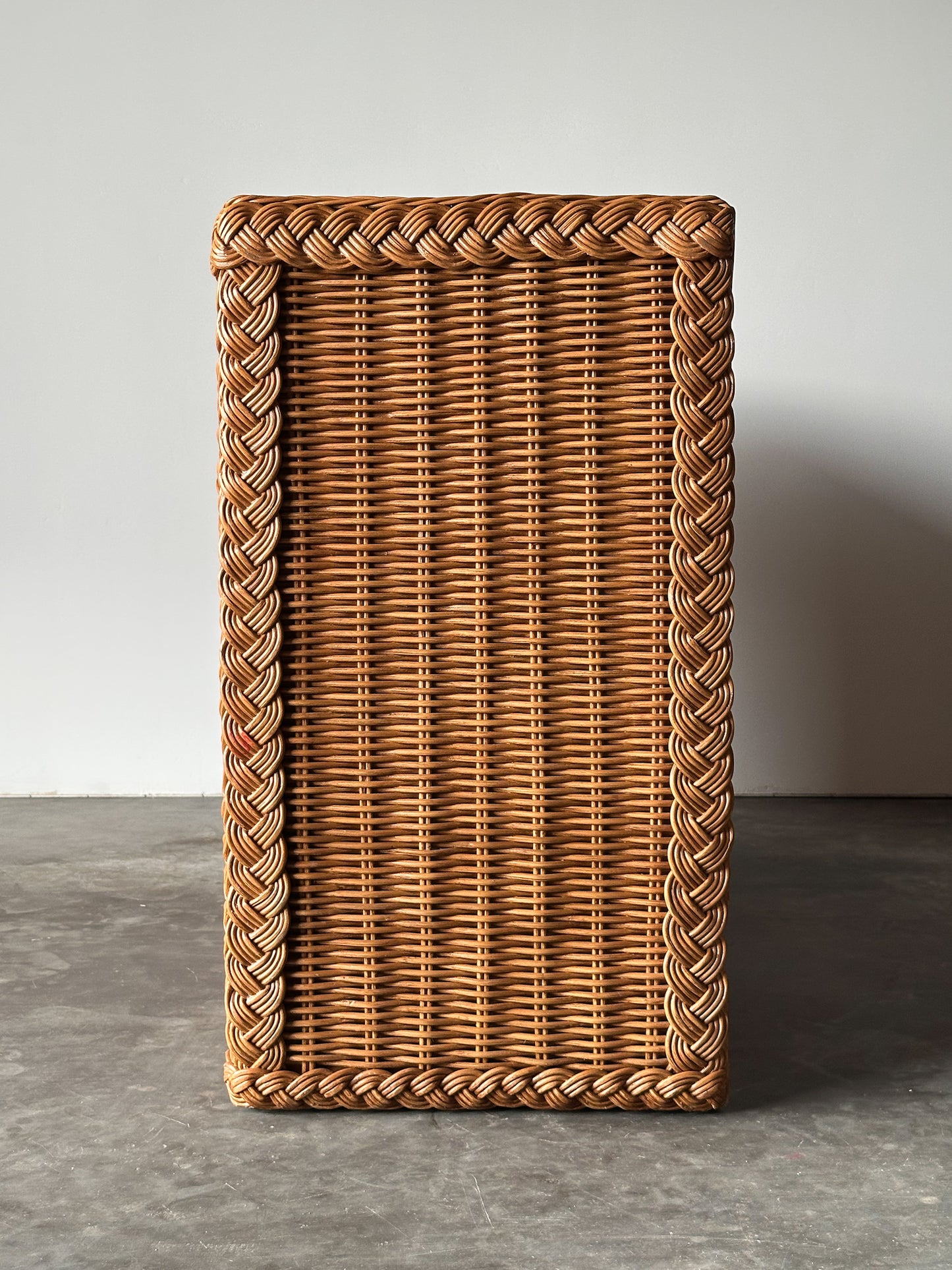 Vintage Woven Wicker Six-Drawer Dresser