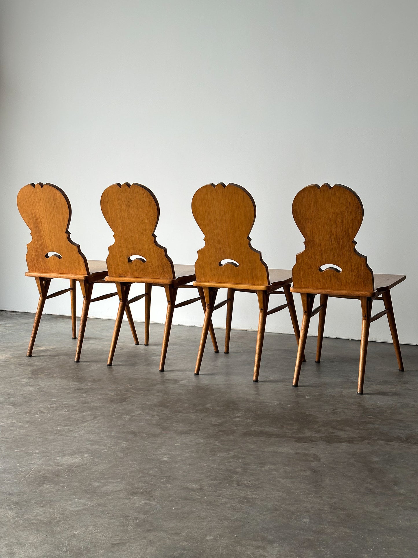 Swiss Alpine Stabelle Oak Dining Set, Mid-Century, Set of 5