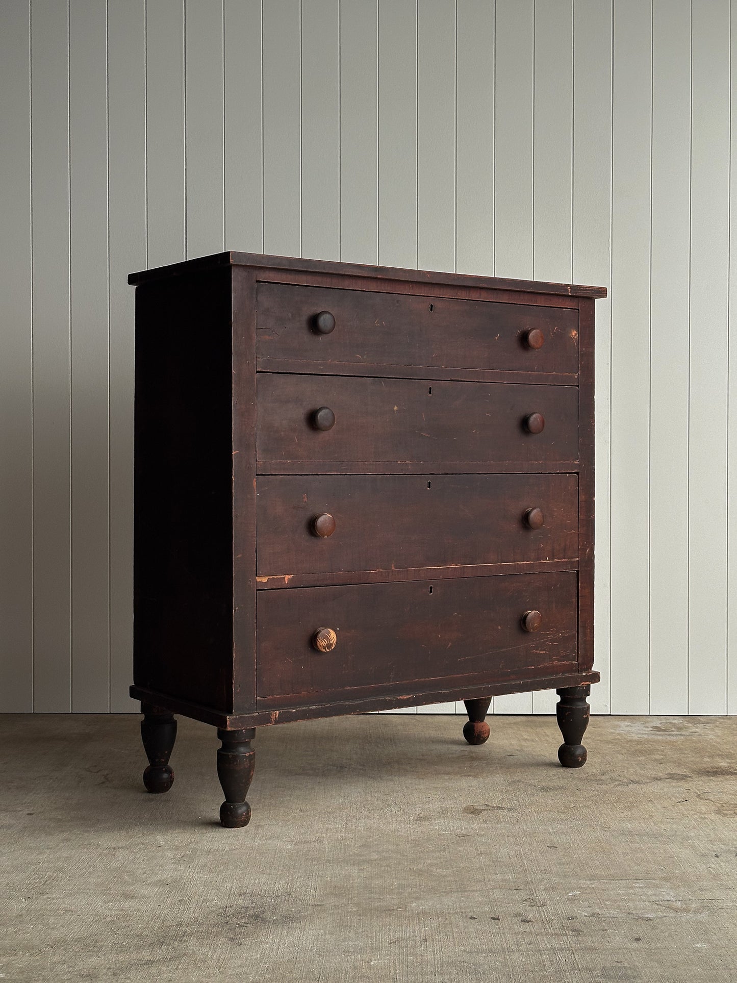 Late 19th Century Antique Painted Pine Chest of Drawers, Original Surface