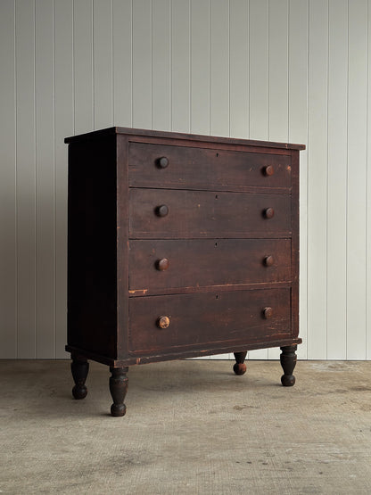 Late 19th Century Antique Painted Pine Chest of Drawers, Original Surface