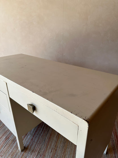 Vintage Simmons Metal Desk With Original Square Pulls, C 1940s