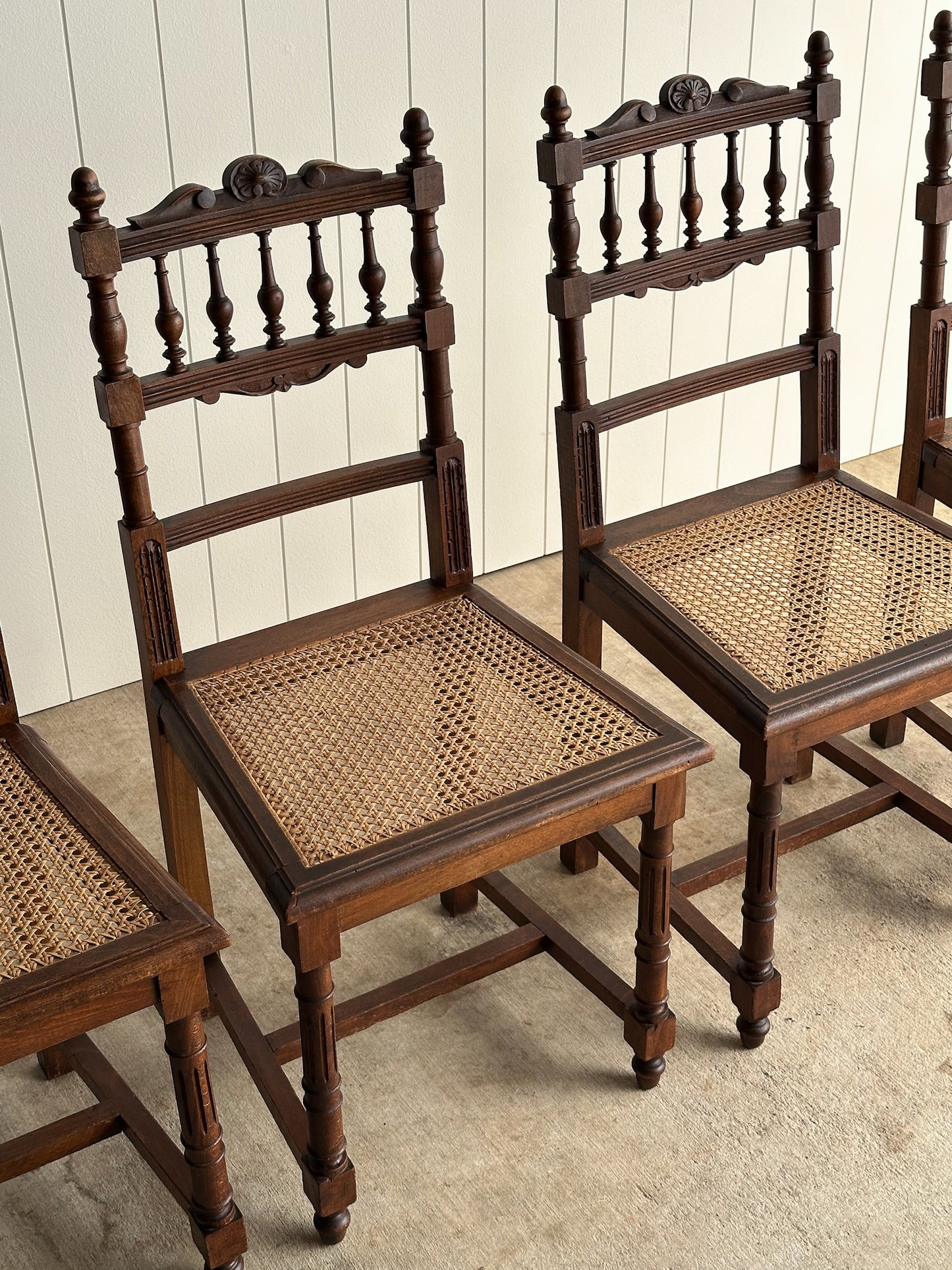 Set of Four Antique Dining Chairs With Carved Crest