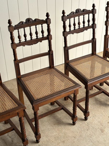 Set of Four Antique Dining Chairs With Carved Crest