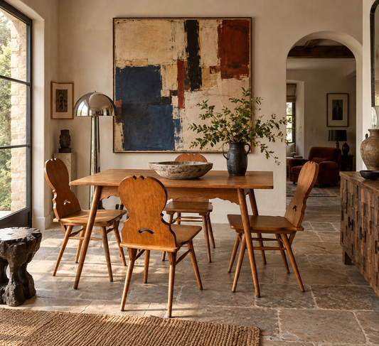 Swiss Alpine Stabelle Oak Dining Set, Mid-Century, Set of 5