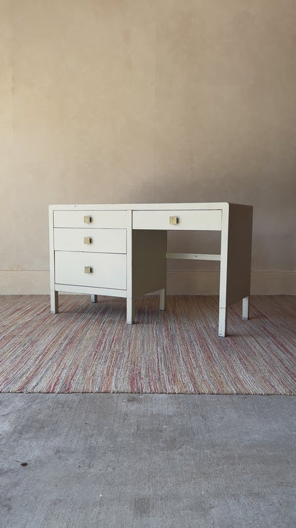 Vintage Simmons Metal Desk With Original Square Pulls, C 1940s